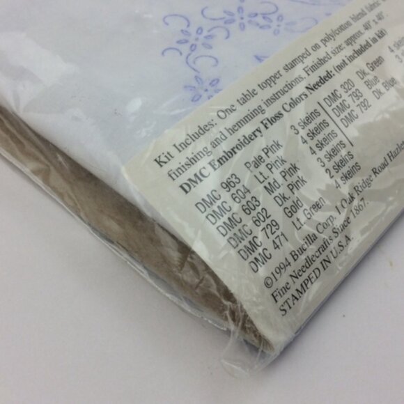 Vintage Bucilla Wild Roses Stamped Embroidery Table Topper 90s Special Edition - Picture 10 of 13